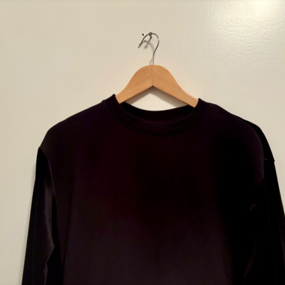Athleta Retroplush Black Velvet Crewneck Sweatshirt Snap Button Side Slit- SP - Picture 9 of 14
